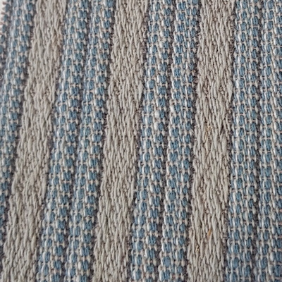 Bezugstoff Mercedes grau-blau Streifen